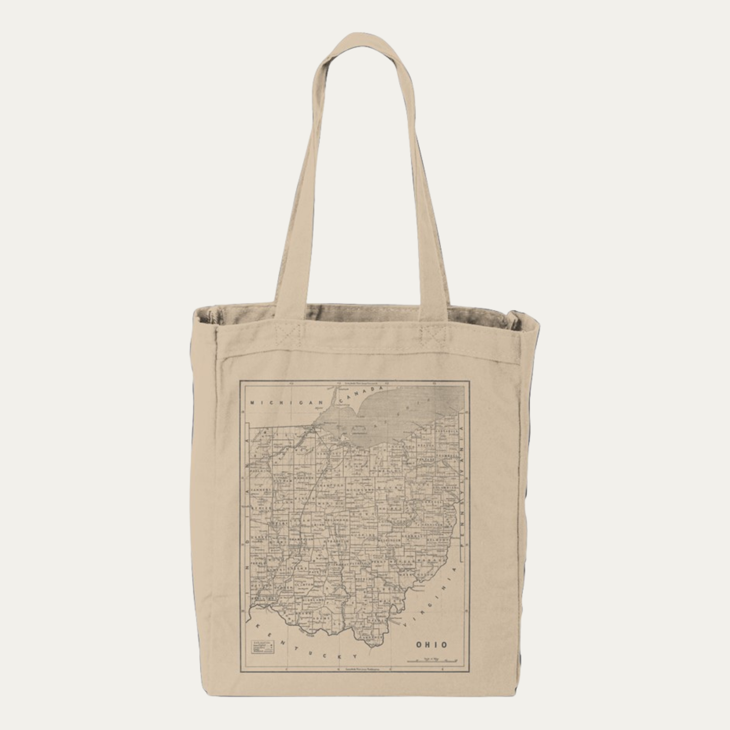1842 Ohio Map, 100% cotton tote