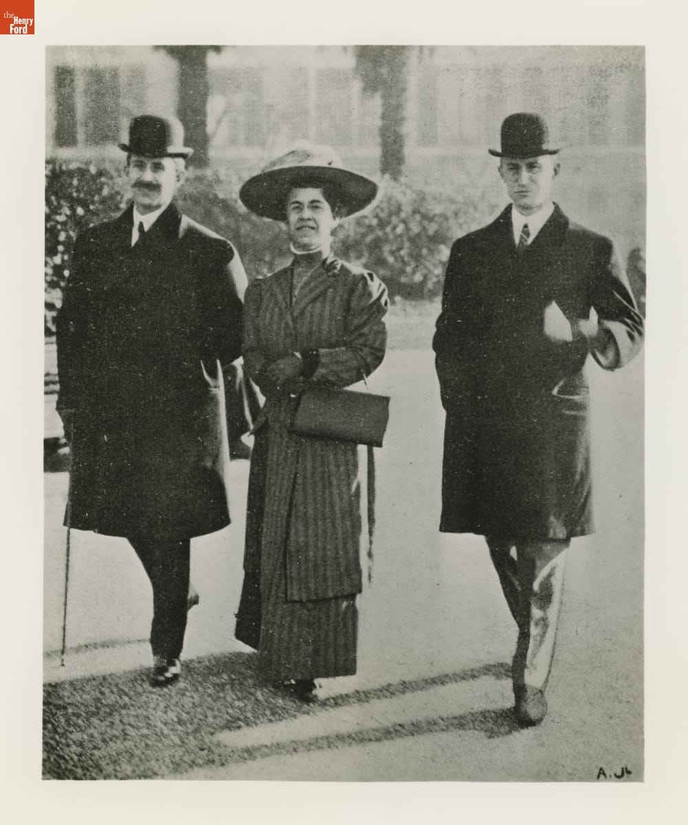 Orville Wright, Katharine Wright and Wilbur Wright in France, 1909
