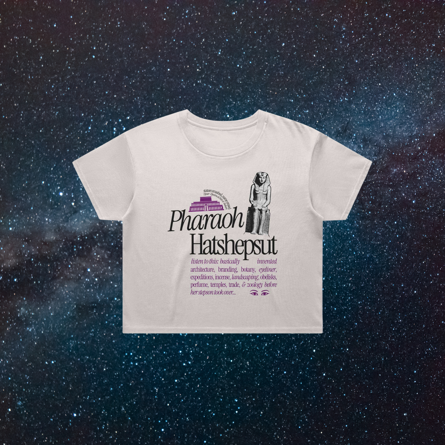 Pharaoh Hatshepsut (1507–1458 BCE) — crop tee